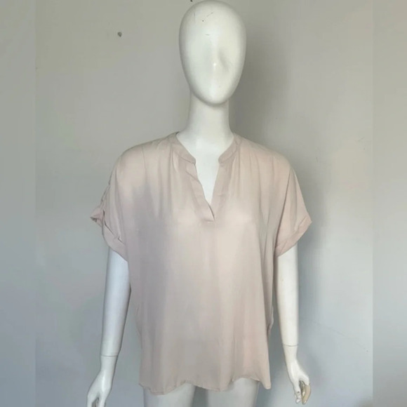 Forever 21 Short Sleeve Sheer Top Nude Beige Women's Size Large - Picture 1 of 7